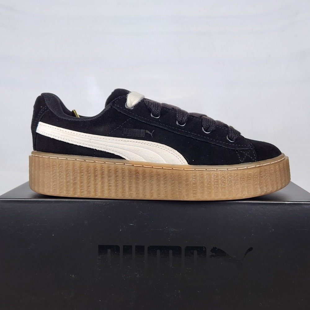 Puma Creeper Phatty JR Kids Size 6 Black White Gum Suede Platform Sneakers